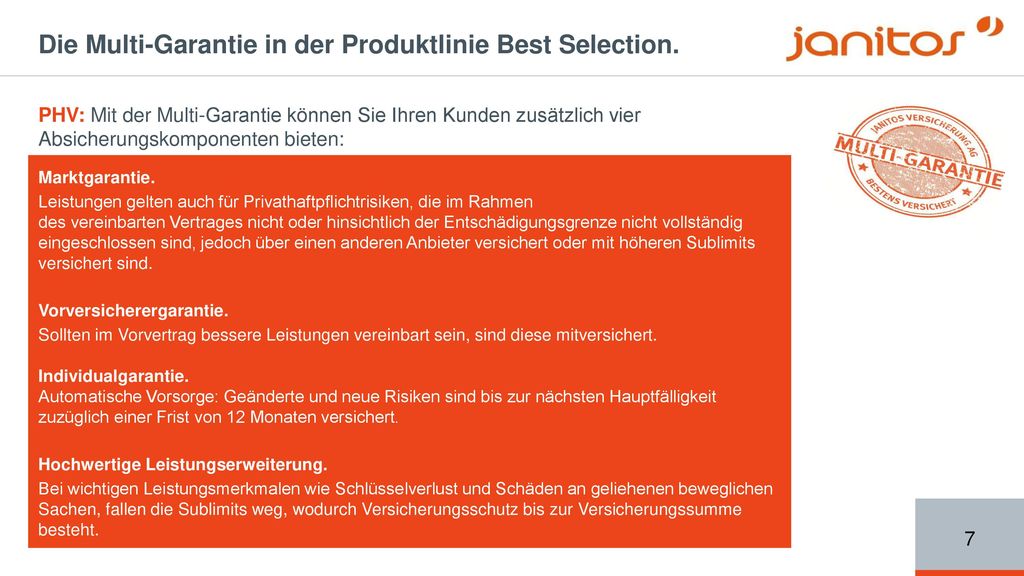 Die Multi-Garantie in der Produktlinie Best Selection.