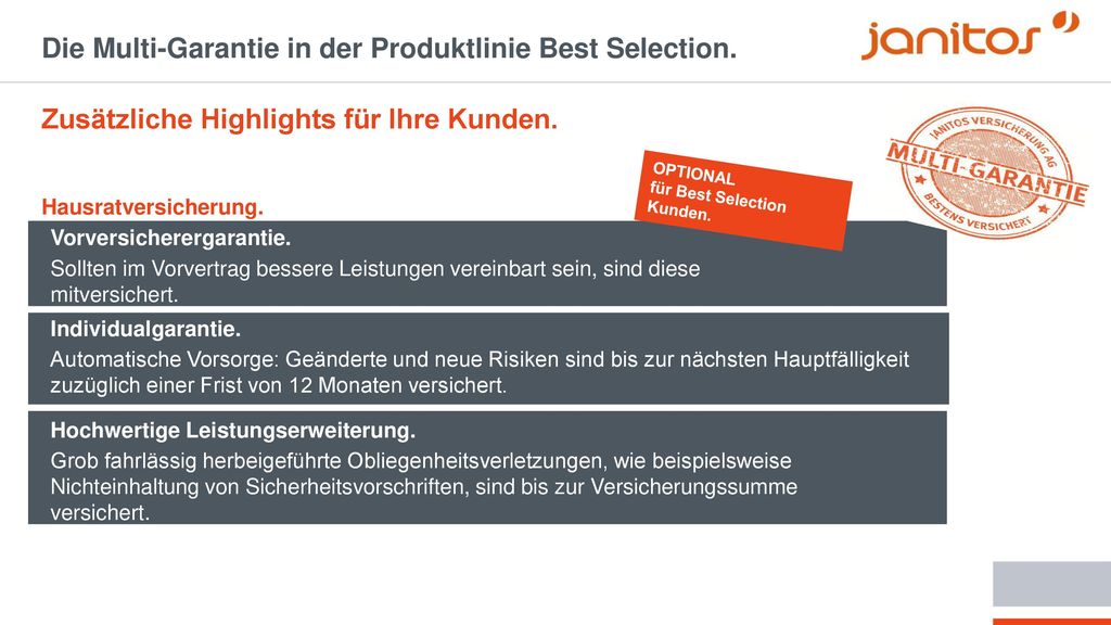 Die Multi-Garantie in der Produktlinie Best Selection.