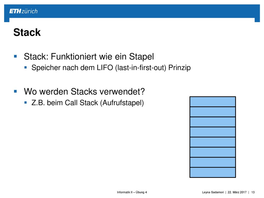 Stack Stack: Funktioniert wie ein Stapel Wo werden Stacks verwendet
