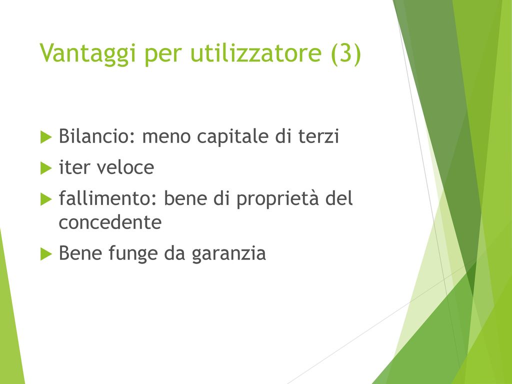 Vantaggi per utilizzatore (3)