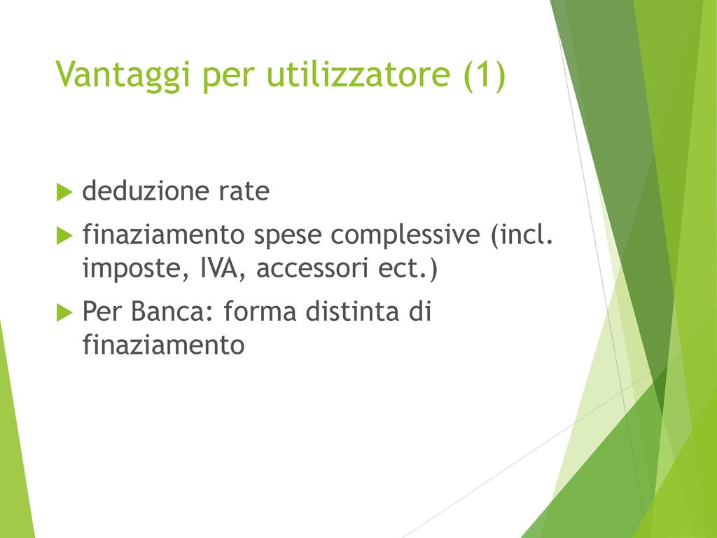 Vantaggi per utilizzatore (1)