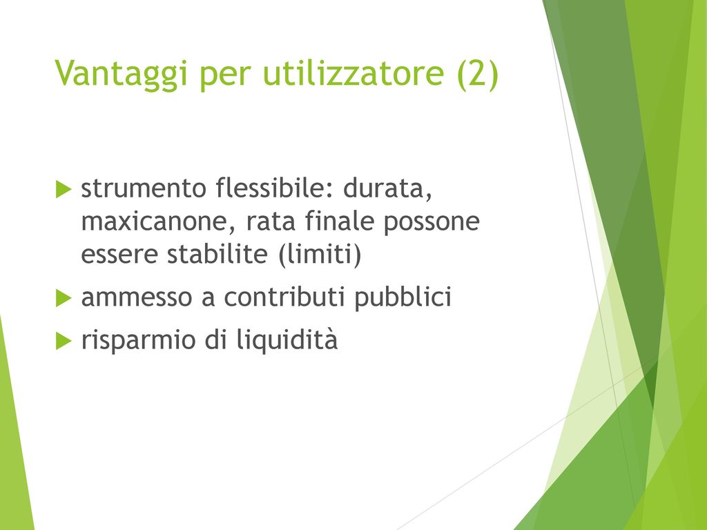 Vantaggi per utilizzatore (2)
