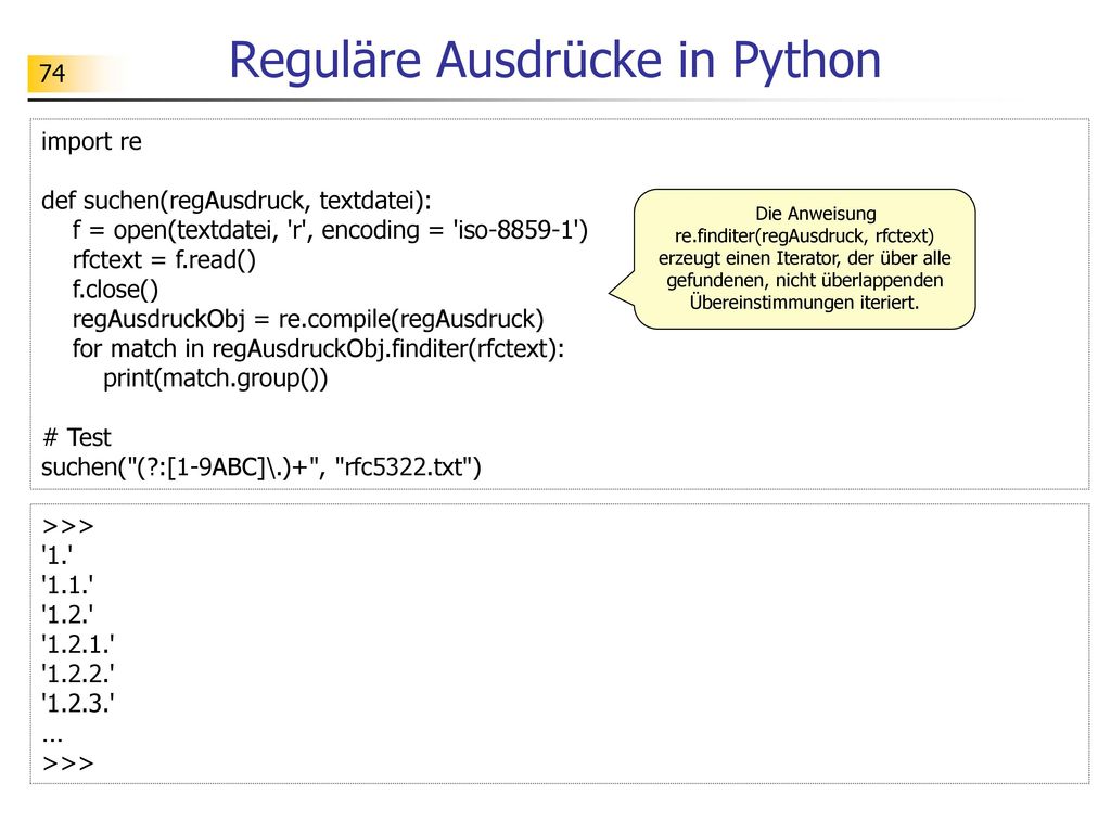 Reguläre Ausdrücke in Python