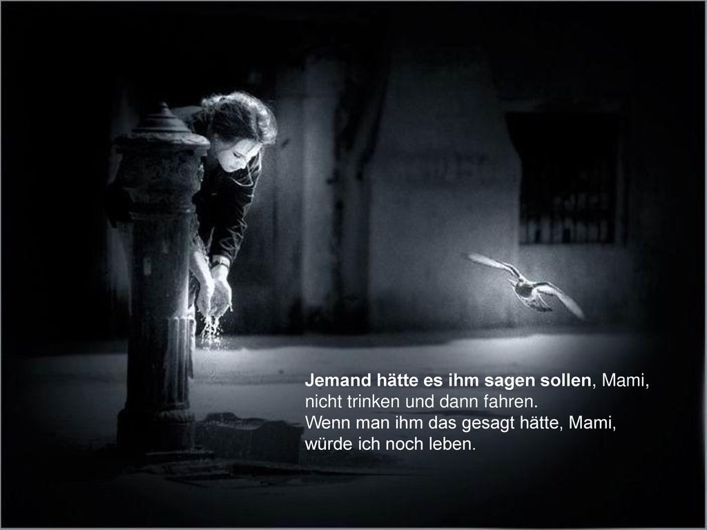 Jemand hätte es ihm sagen sollen, Mami, nicht trinken und dann fahren