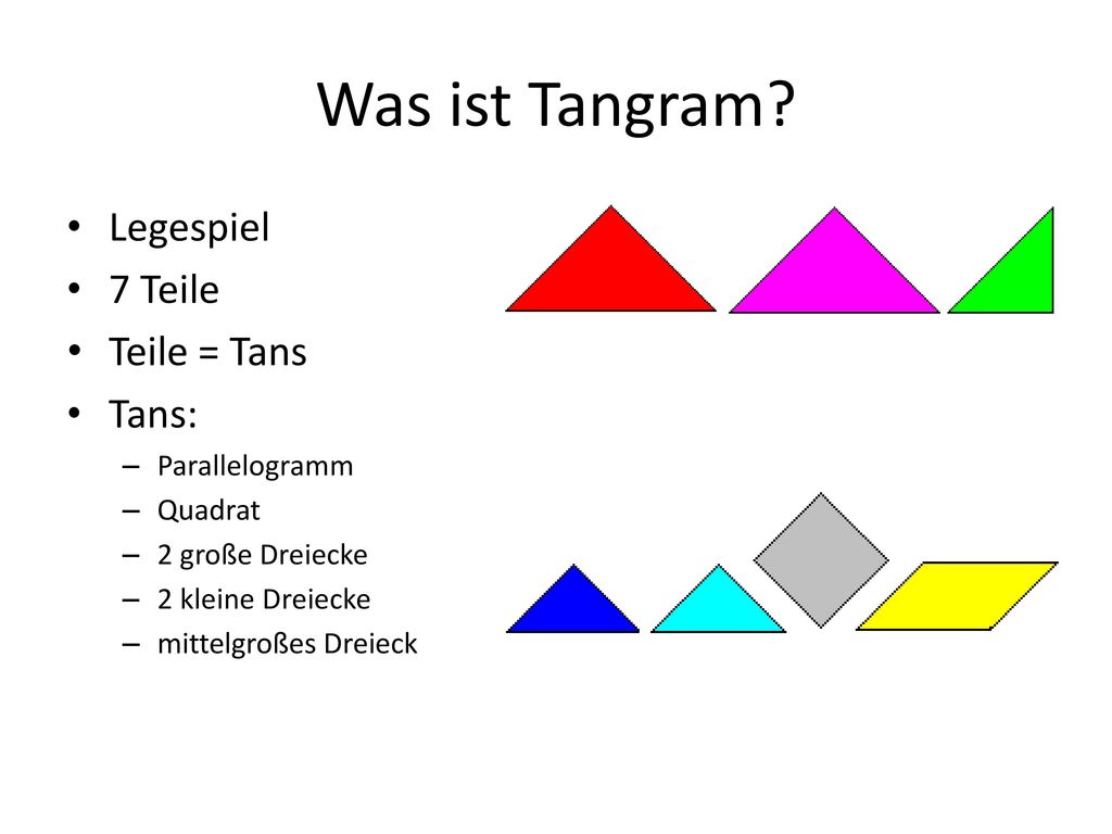 Was ist Tangram Legespiel 7 Teile Teile = Tans Tans: Parallelogramm