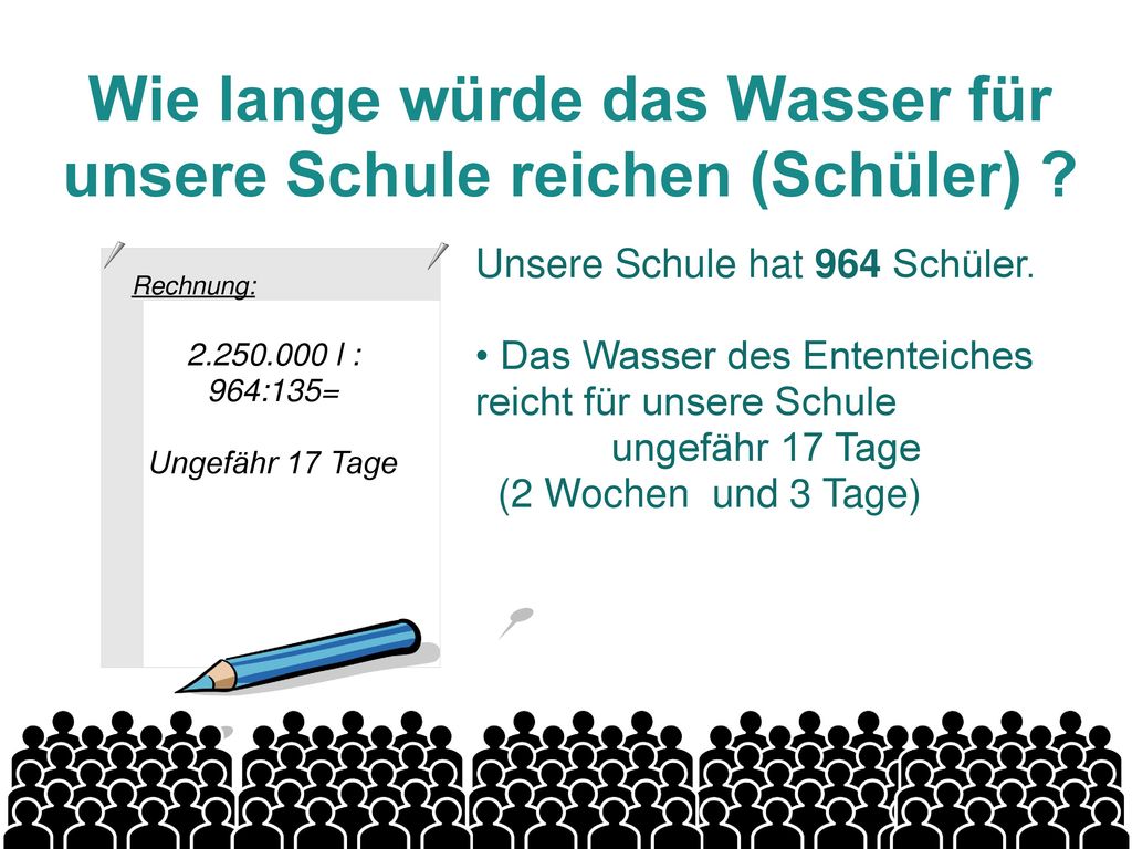 Wie lange würde das Wasser für unsere Schule reichen (Schüler)