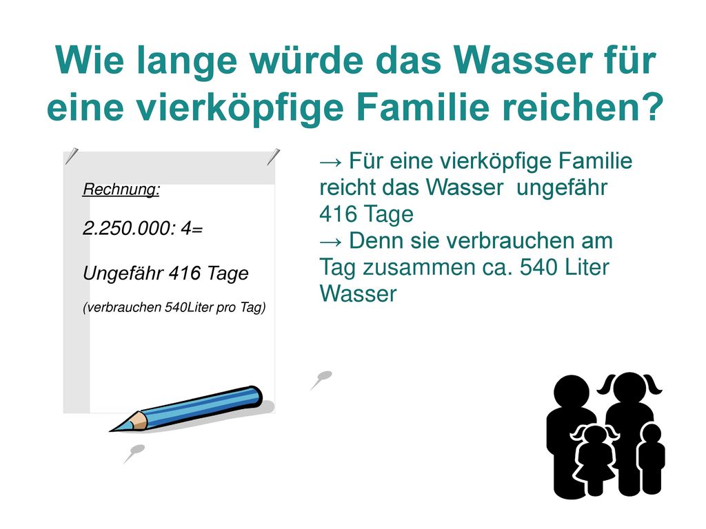 Wie lange würde das Wasser für eine vierköpfige Familie reichen