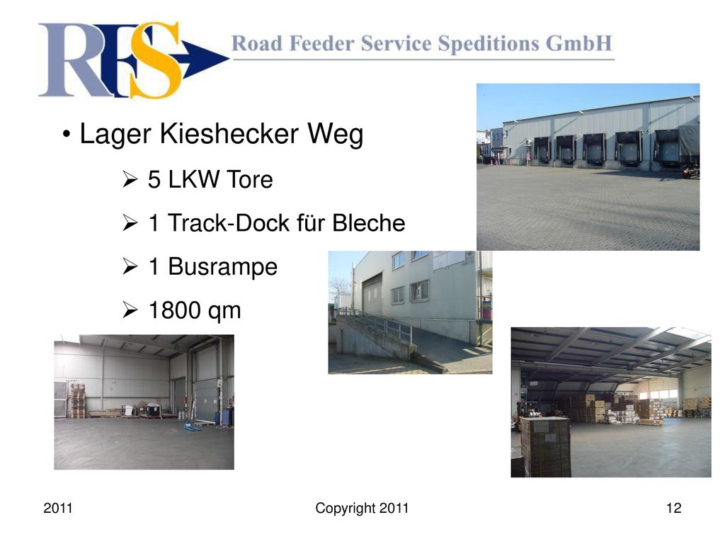 Lager Kieshecker Weg 5 LKW Tore 1 Track-Dock für Bleche 1 Busrampe