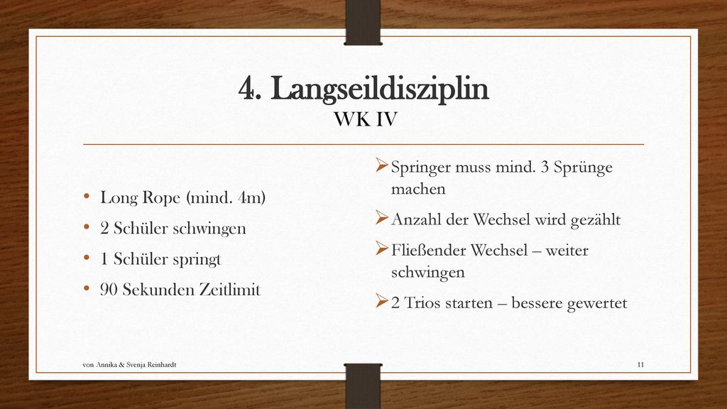 4. Langseildisziplin WK IV Springer muss mind. 3 Sprünge machen