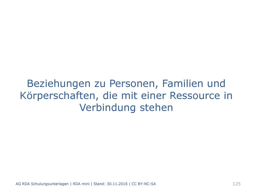 Beziehungen zu Personen, Familien und Körperschaften, die mit einer Ressource in Verbindung stehen