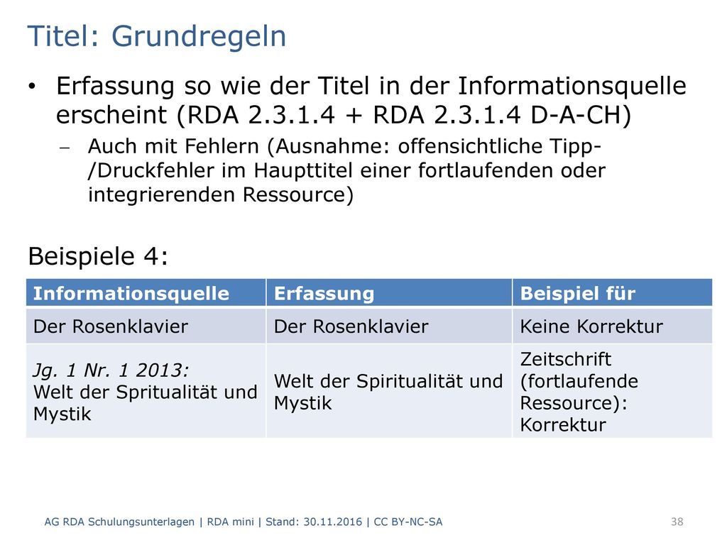 Titel: Grundregeln Erfassung so wie der Titel in der Informationsquelle erscheint (RDA RDA D-A-CH)