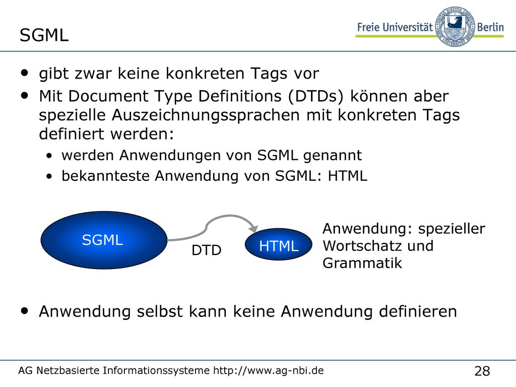 SGML gibt zwar keine konkreten Tags vor