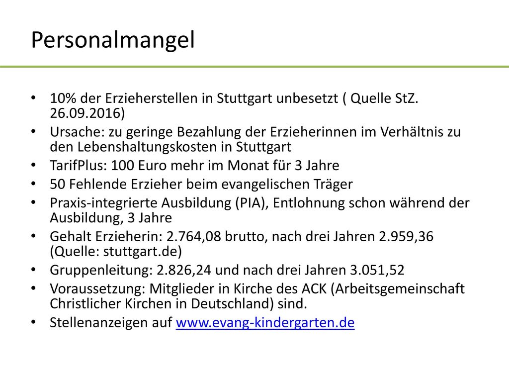 Personalmangel 10% der Erzieherstellen in Stuttgart unbesetzt ( Quelle StZ )