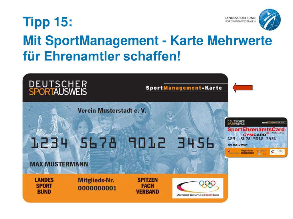 Tipp 15: Mit SportManagement - Karte Mehrwerte für Ehrenamtler schaffen!
