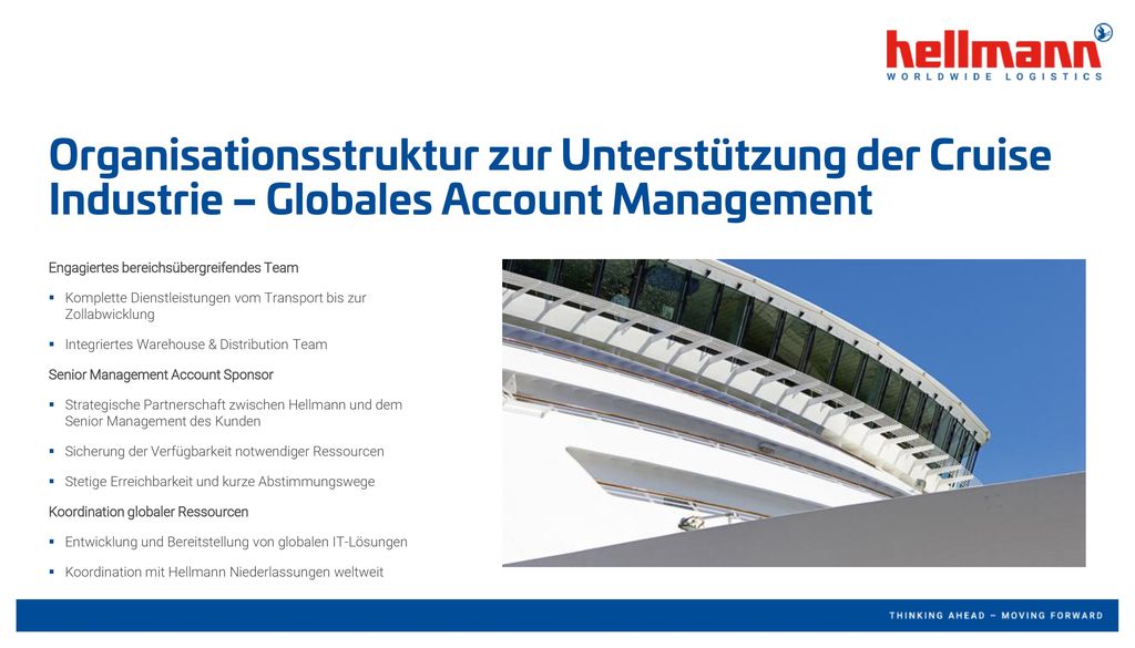 Organisationsstruktur zur Unterstützung der Cruise Industrie – Globales Account Management