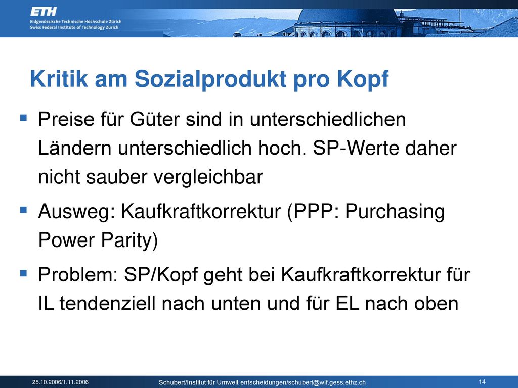 Kritik am Sozialprodukt pro Kopf