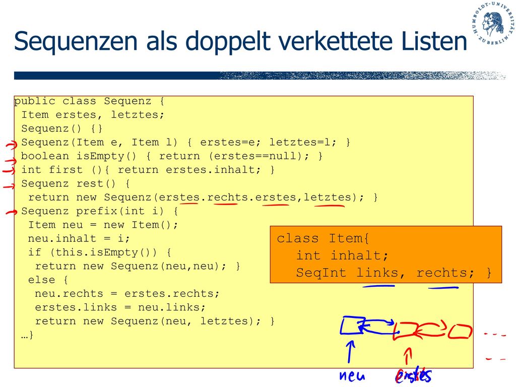 Sequenzen als doppelt verkettete Listen