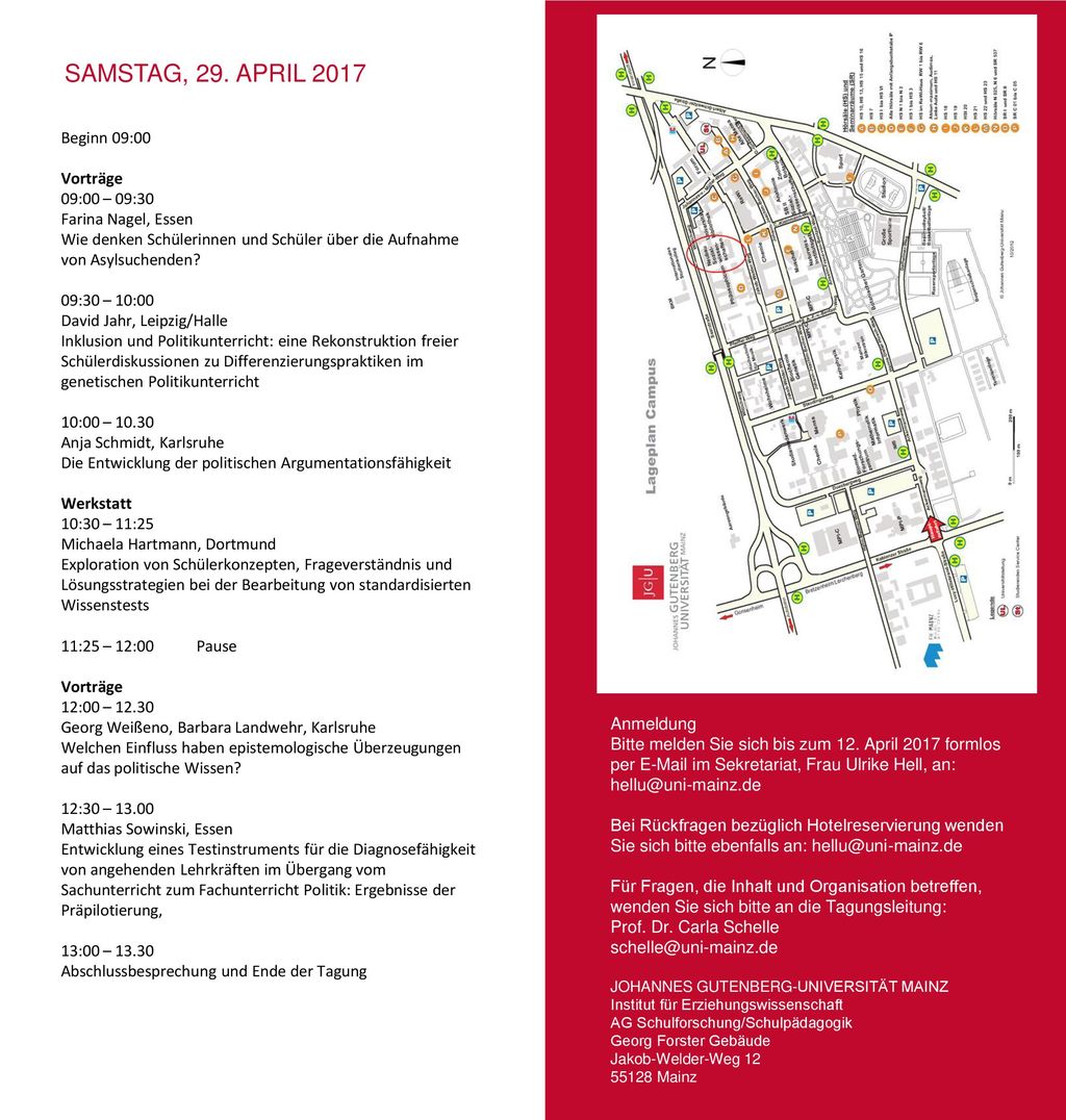 Samstag, 29. April 2017 Beginn 09:00 Vorträge 09:00 – 09:30