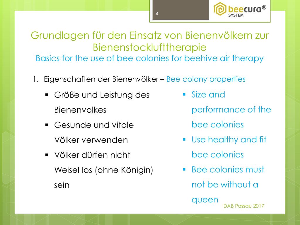 Basics for the use of bee colonies for beehive air therapy