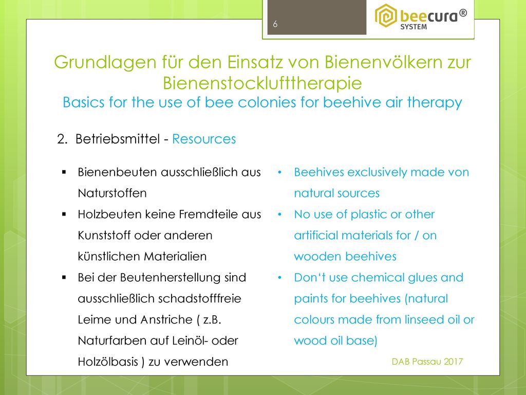 Basics for the use of bee colonies for beehive air therapy