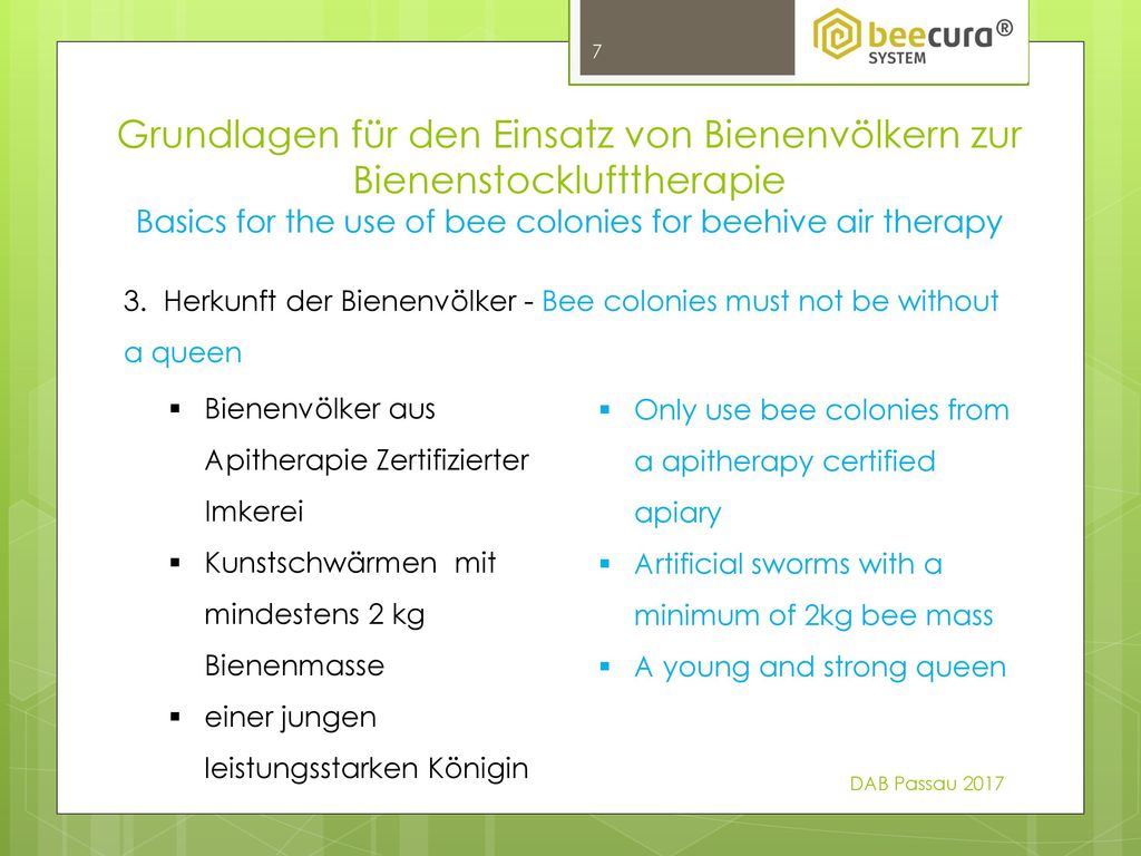 Basics for the use of bee colonies for beehive air therapy