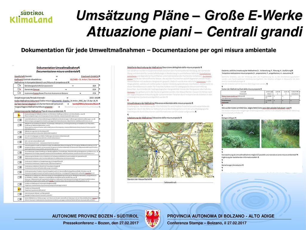 Umsätzung Pläne – Große E-Werke Attuazione piani – Centrali grandi