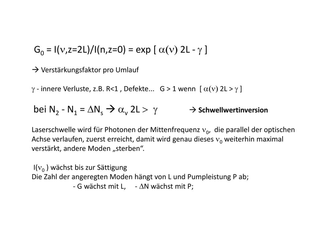 G0 = I(n,z=2L)/I(n,z=0) = exp [ a(n) 2L - g ]