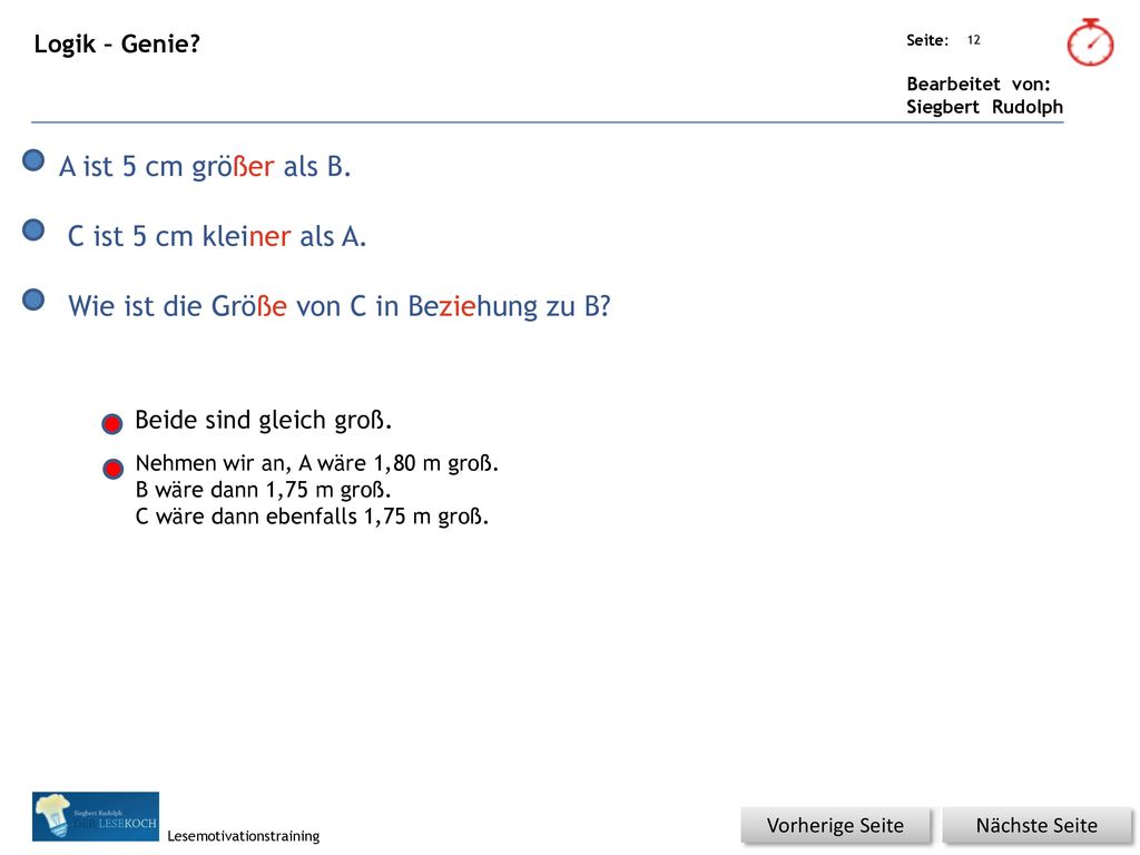 Wie ist die Größe von C in Beziehung zu B