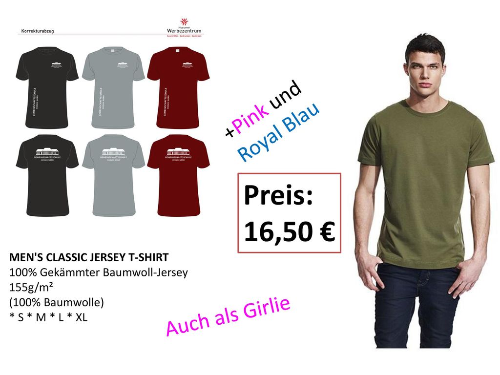 Preis: 16,50 € +Pink und Royal Blau Auch als Girlie