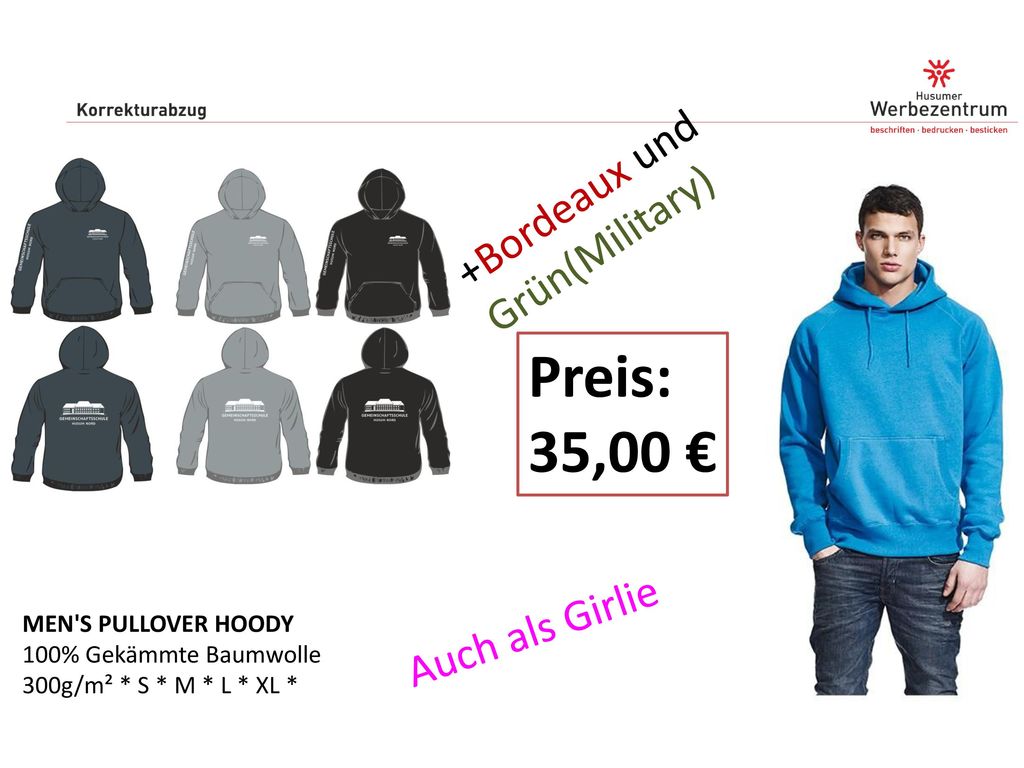 Preis: 35,00 € +Bordeaux und Grün(Military) Auch als Girlie
