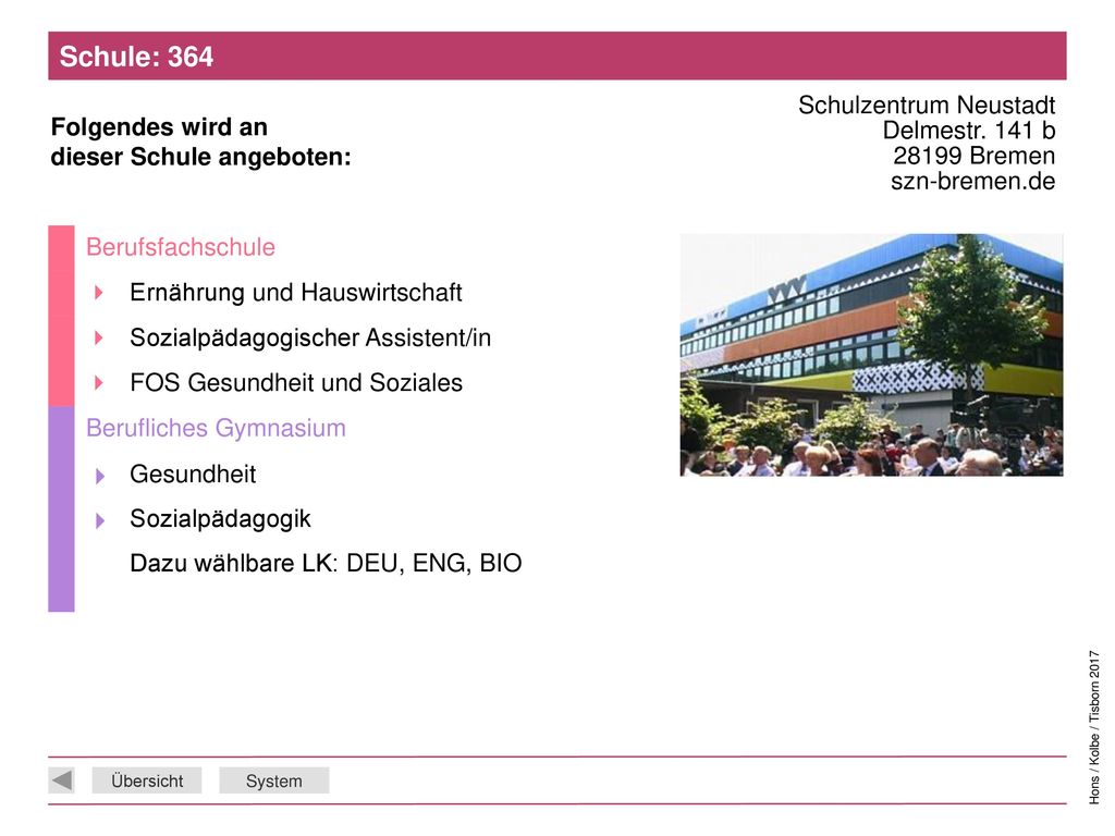 Schule: 364 Schulzentrum Neustadt Delmestr. 141 b Bremen szn-bremen.de. Berufsfachschule.