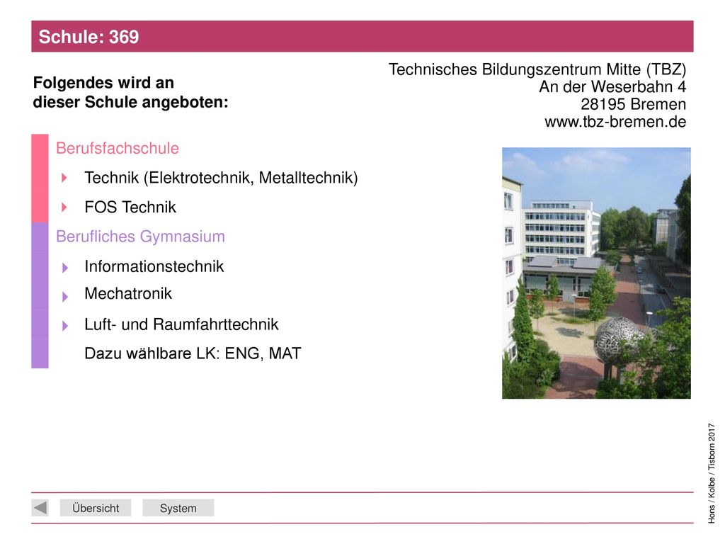 Schule: 369 Technisches Bildungszentrum Mitte (TBZ) An der Weserbahn 4