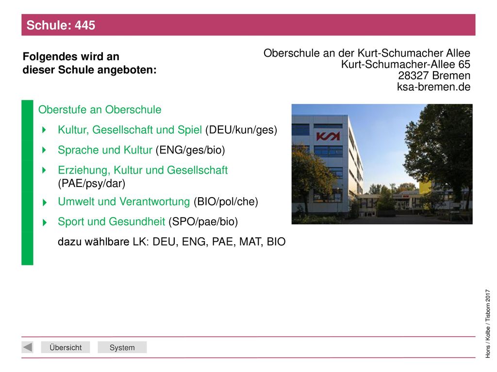 Schule: 445 Oberschule an der Kurt-Schumacher Allee Kurt-Schumacher-Allee Bremen ksa-bremen.de.