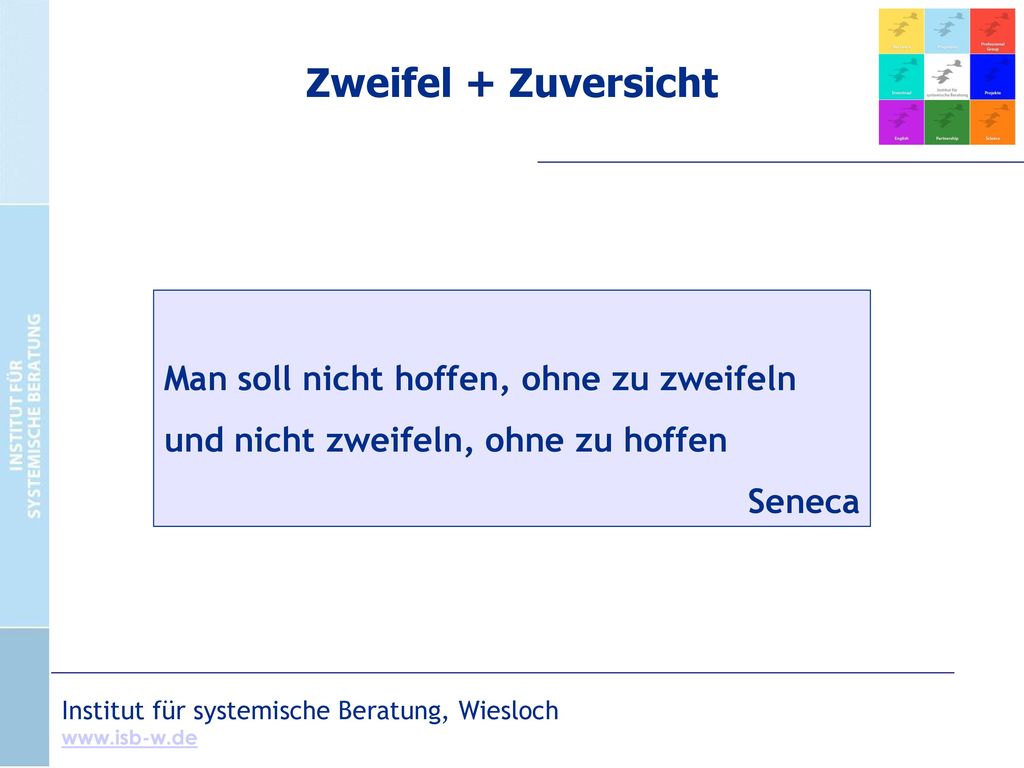 Zweifel + Zuversicht Man soll nicht hoffen, ohne zu zweifeln