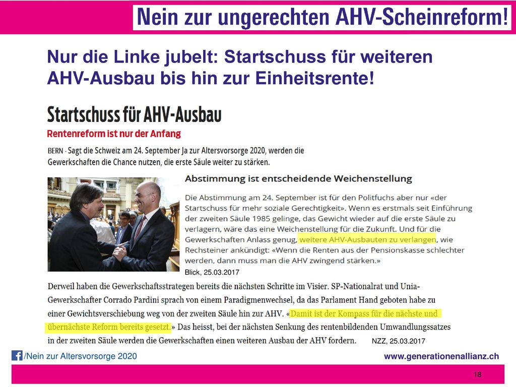 Nur die Linke jubelt: Startschuss für weiteren AHV-Ausbau bis hin zur Einheitsrente!
