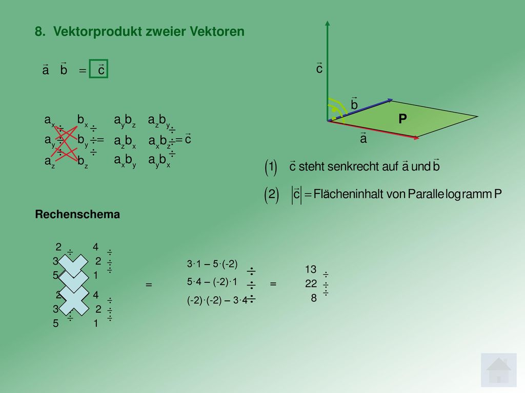 8. Vektorprodukt zweier Vektoren