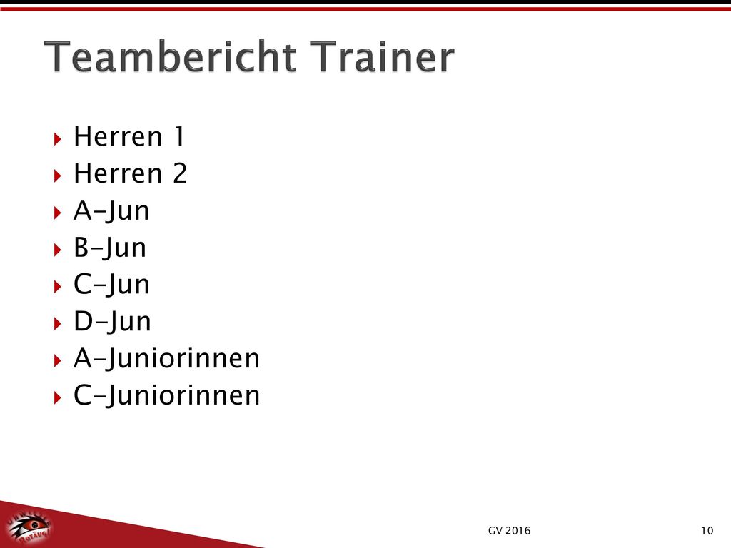 Teambericht Trainer Herren 1 Herren 2 A-Jun B-Jun C-Jun D-Jun