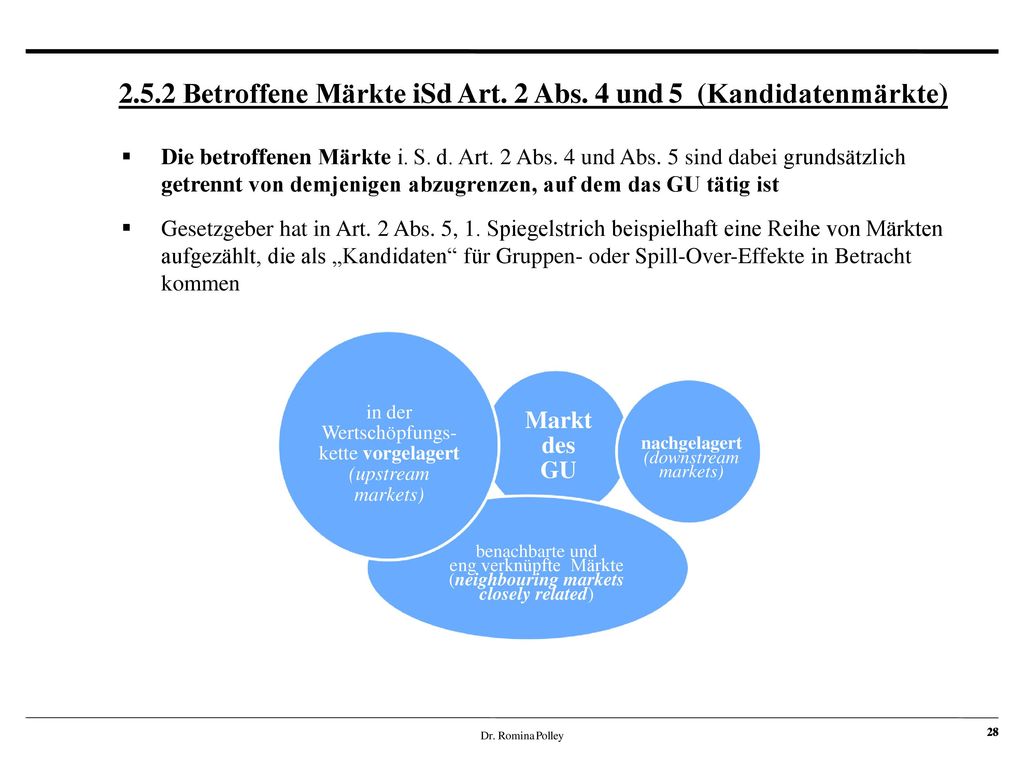 2.5.2 Betroffene Märkte iSd Art. 2 Abs. 4 und 5 (Kandidatenmärkte)