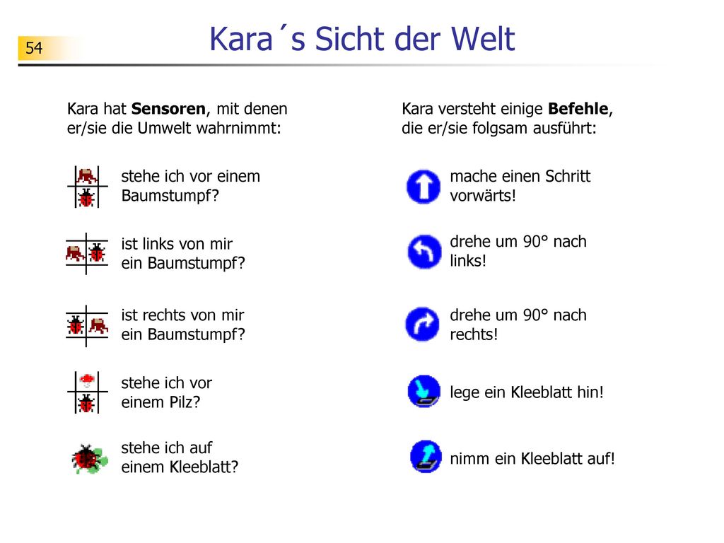 Kara´s Sicht der Welt Kara hat Sensoren, mit denen