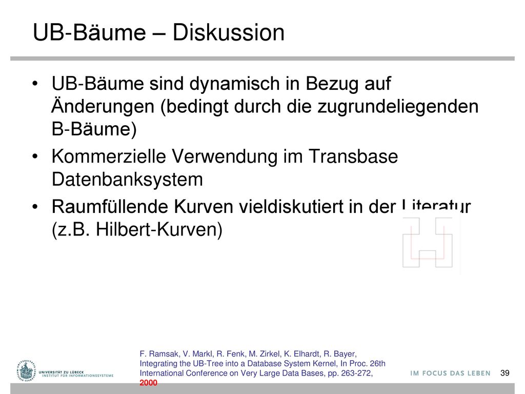 UB-Bäume – Diskussion UB-Bäume sind dynamisch in Bezug auf Änderungen (bedingt durch die zugrundeliegenden B-Bäume)