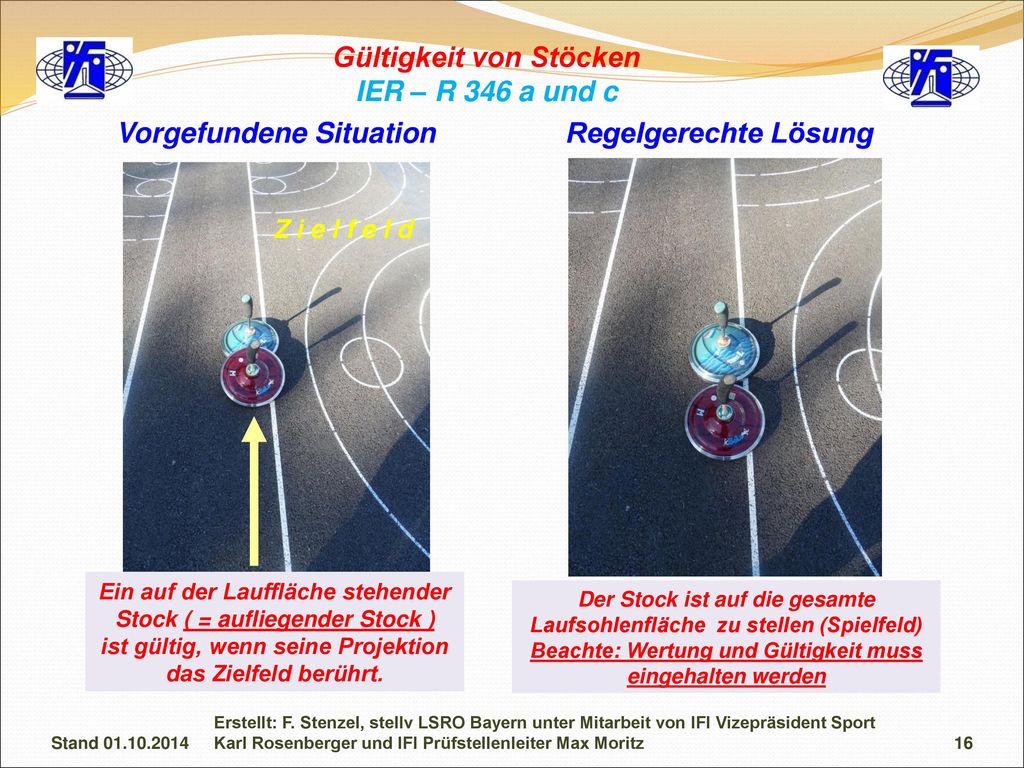 Gültigkeit von Stöcken IER – R 346 a und c