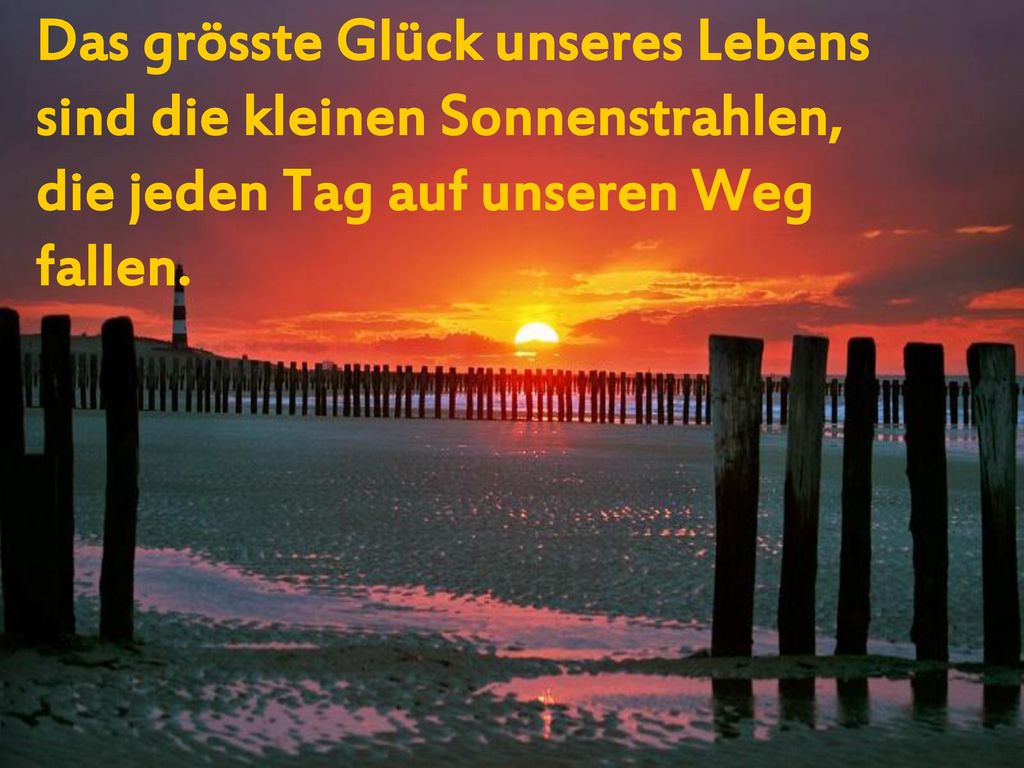 Das grösste Glück unseres Lebens sind die kleinen Sonnenstrahlen, die jeden Tag auf unseren Weg fallen.