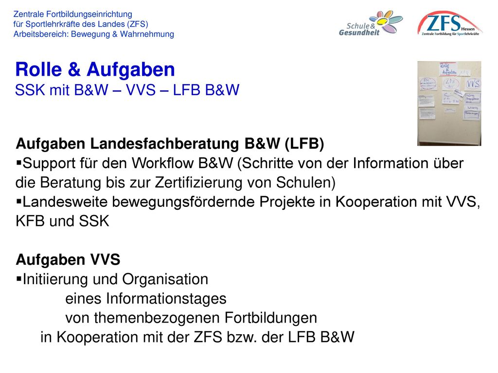 Rolle & Aufgaben SSK mit B&W – VVS – LFB B&W