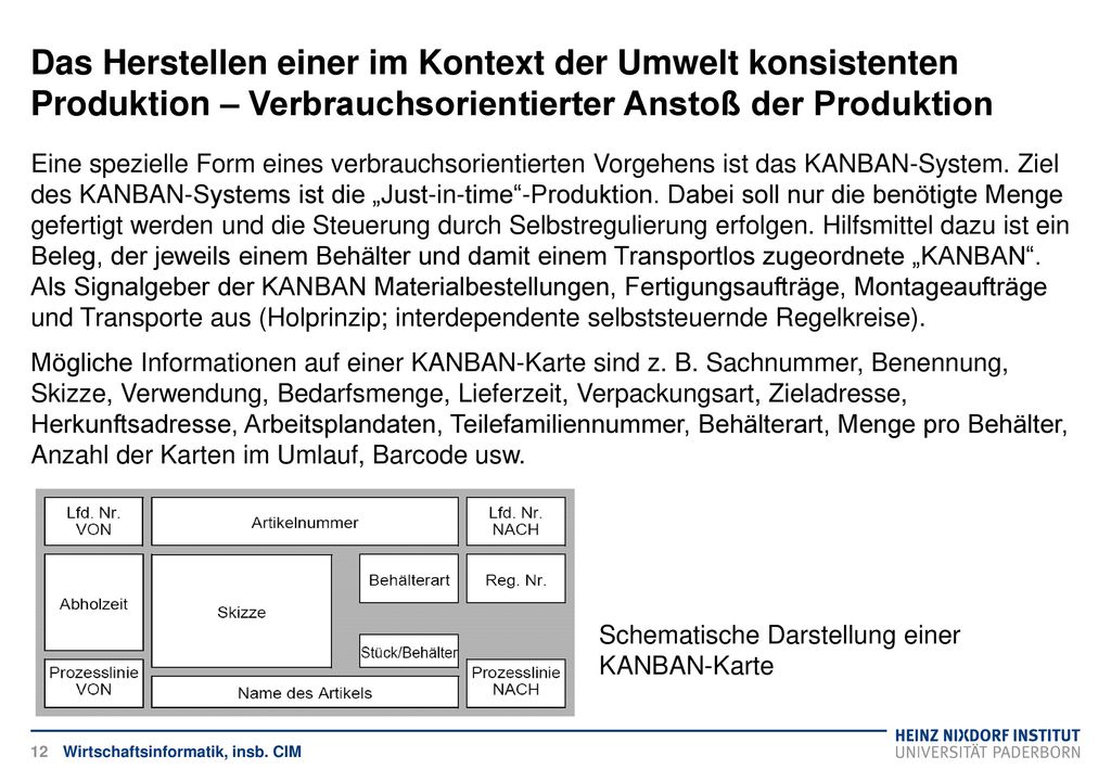 Das Herstellen einer im Kontext der Umwelt konsistenten Produktion – Verbrauchsorientierter Anstoß der Produktion