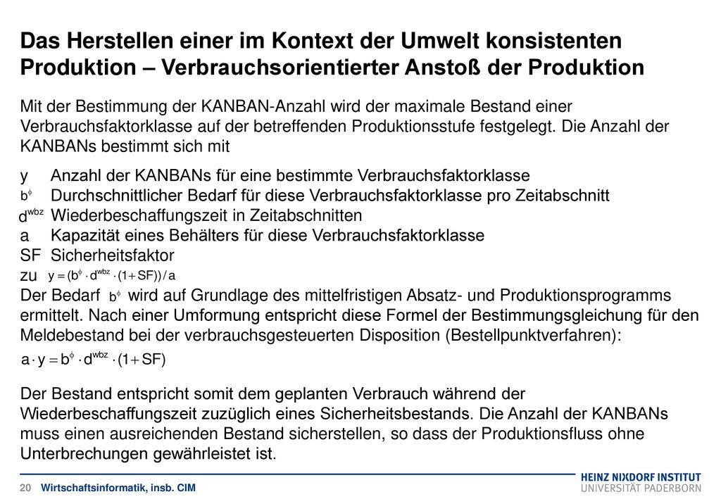 Das Herstellen einer im Kontext der Umwelt konsistenten Produktion – Verbrauchsorientierter Anstoß der Produktion