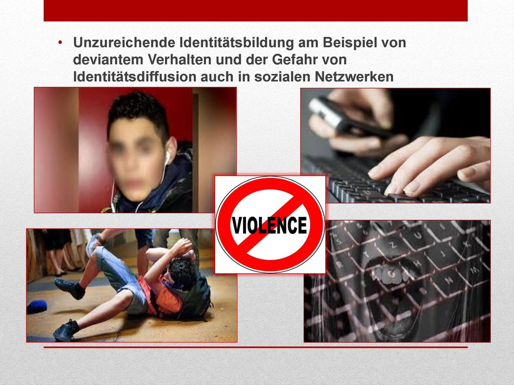 Unzureichende Identitätsbildung am Beispiel von deviantem Verhalten und der Gefahr von Identitätsdiffusion auch in sozialen Netzwerken