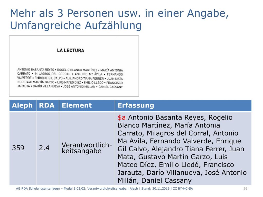 Mehr als 3 Personen usw. in einer Angabe, Umfangreiche Aufzählung