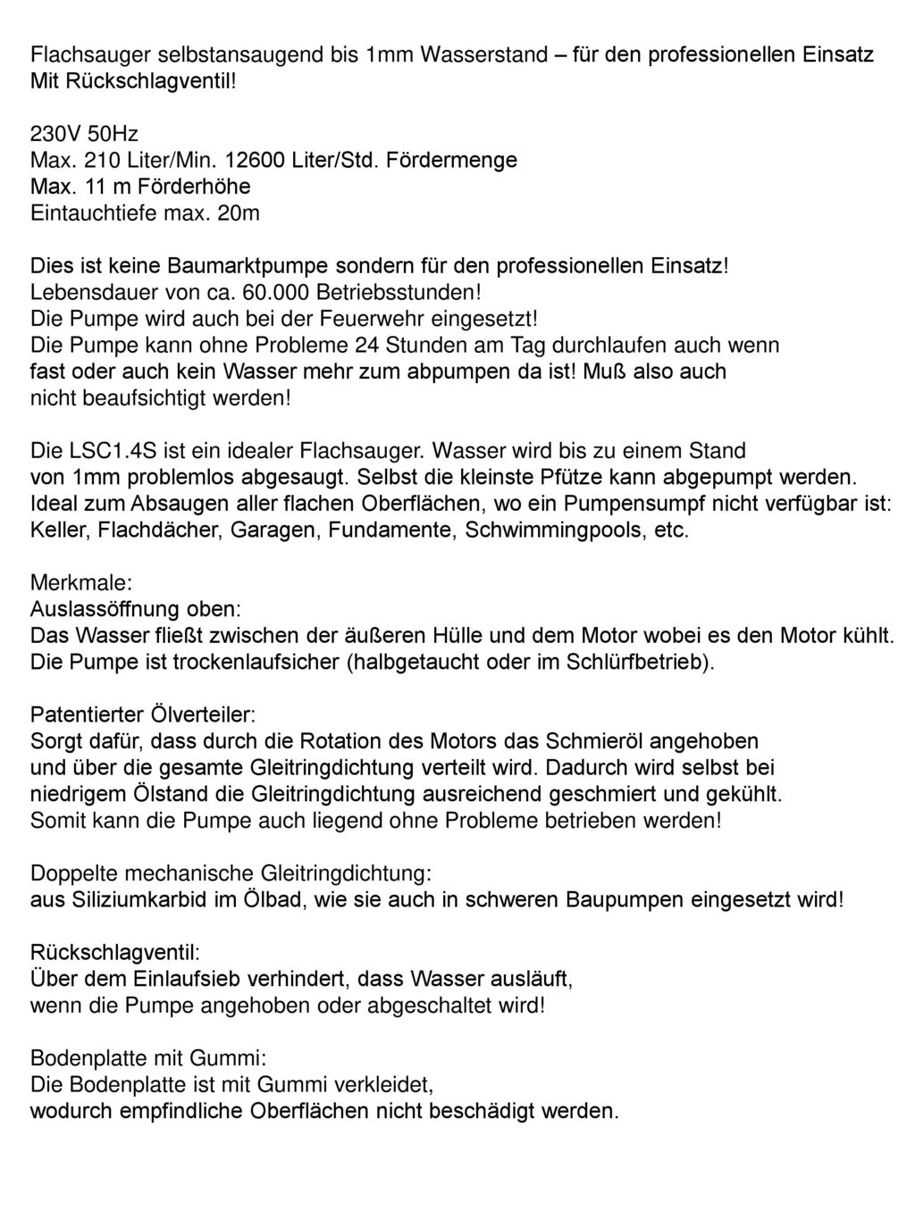 Flachsauger selbstansaugend bis 1mm Wasserstand – für den professionellen Einsatz