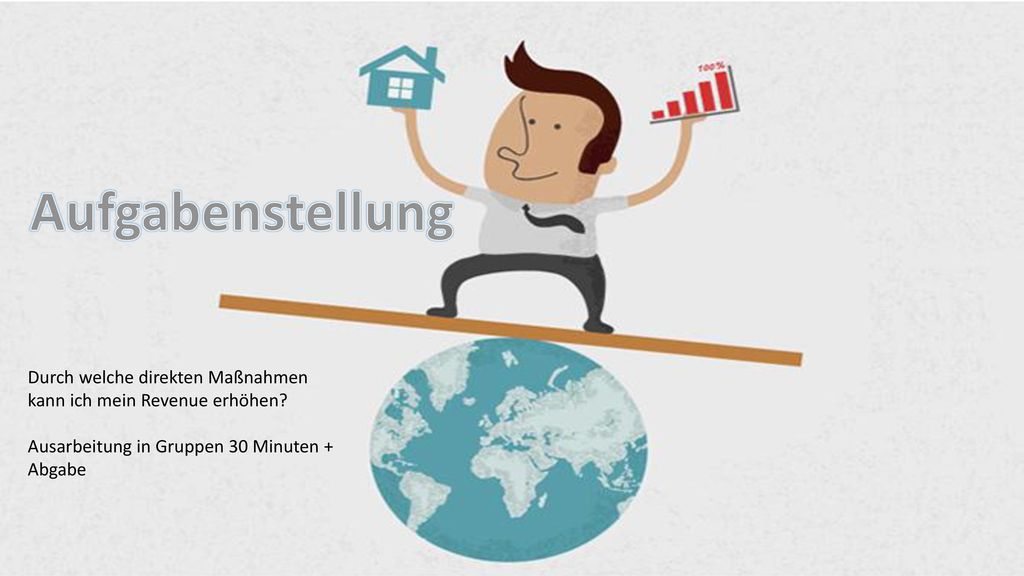 Aufgabenstellung Durch welche direkten Maßnahmen kann ich mein Revenue erhöhen Ausarbeitung in Gruppen 30 Minuten + Abgabe.