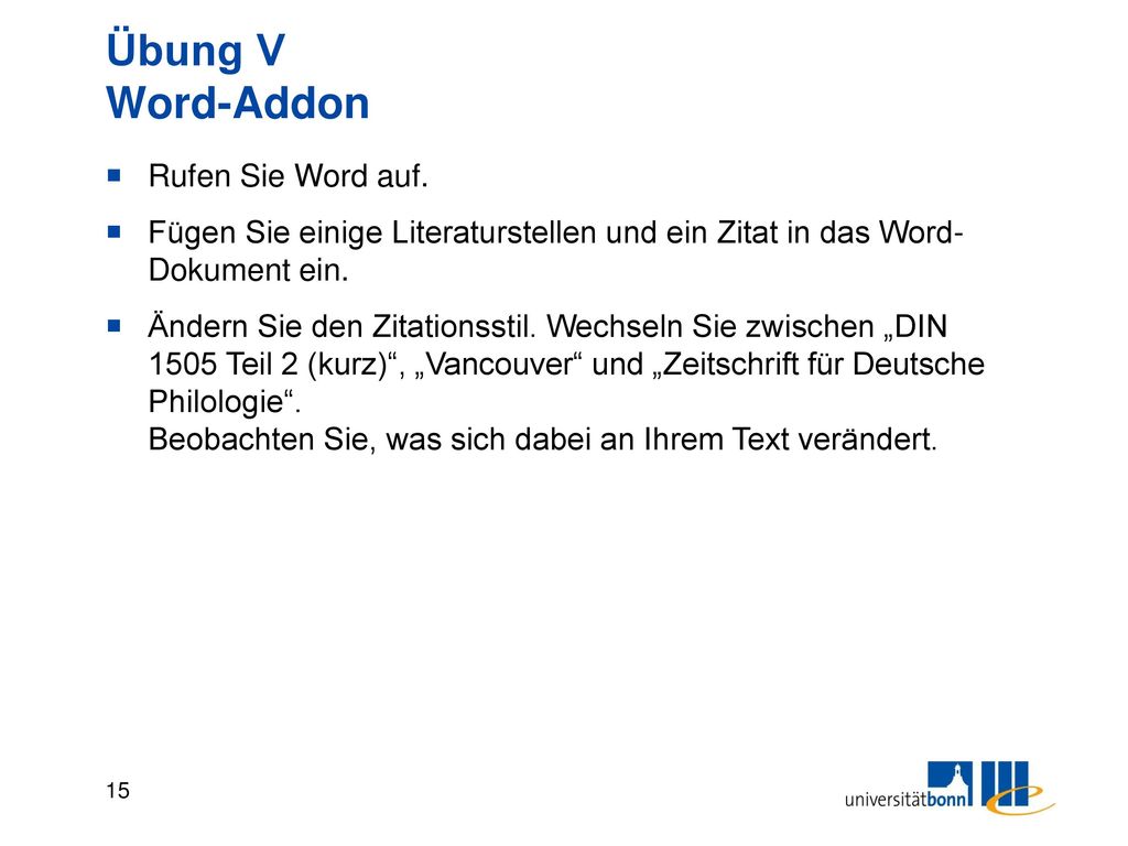 Übung V Word-Addon Nachtrag: Open Office und Libre Office
